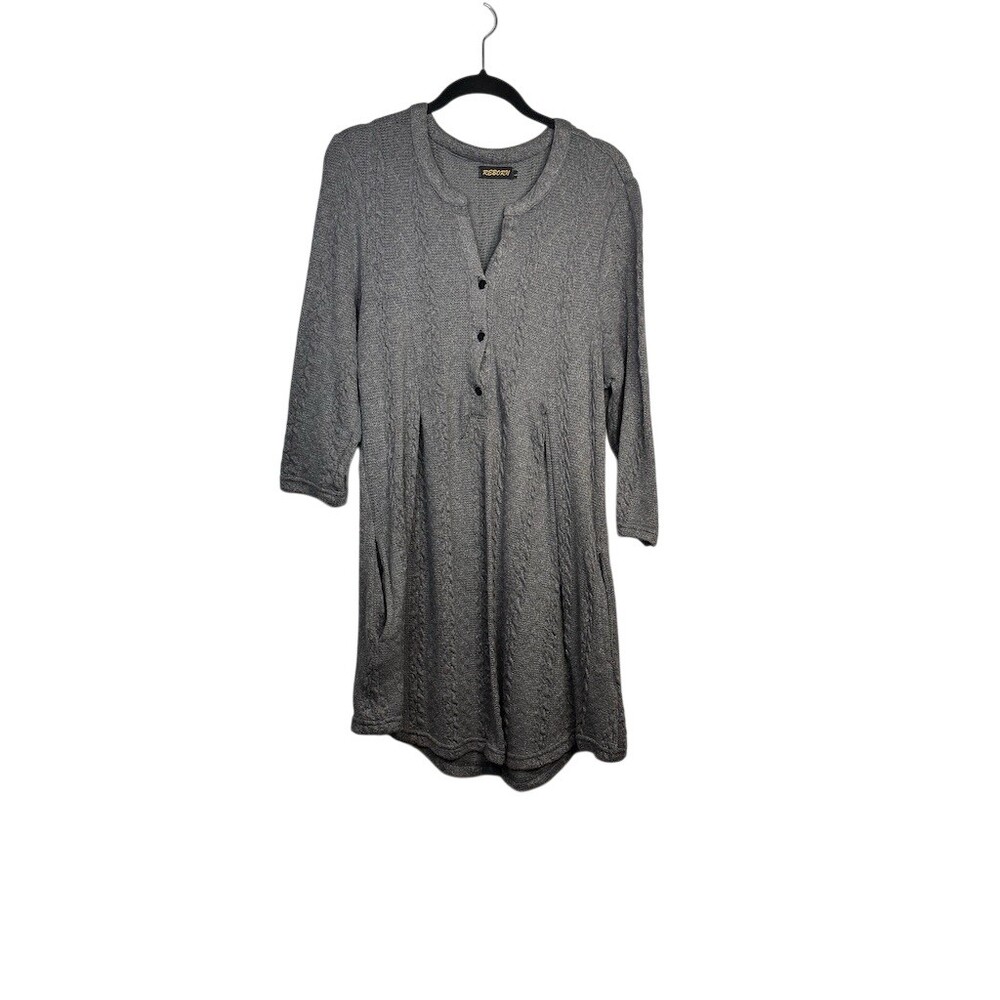 Reborn Sweater Dress Tunic Womens L Gray with Pockets